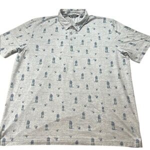 Travis Mathew ISO‎  Golf Polo Shirt Pineapple Cocktail Print Gray Casual Size?